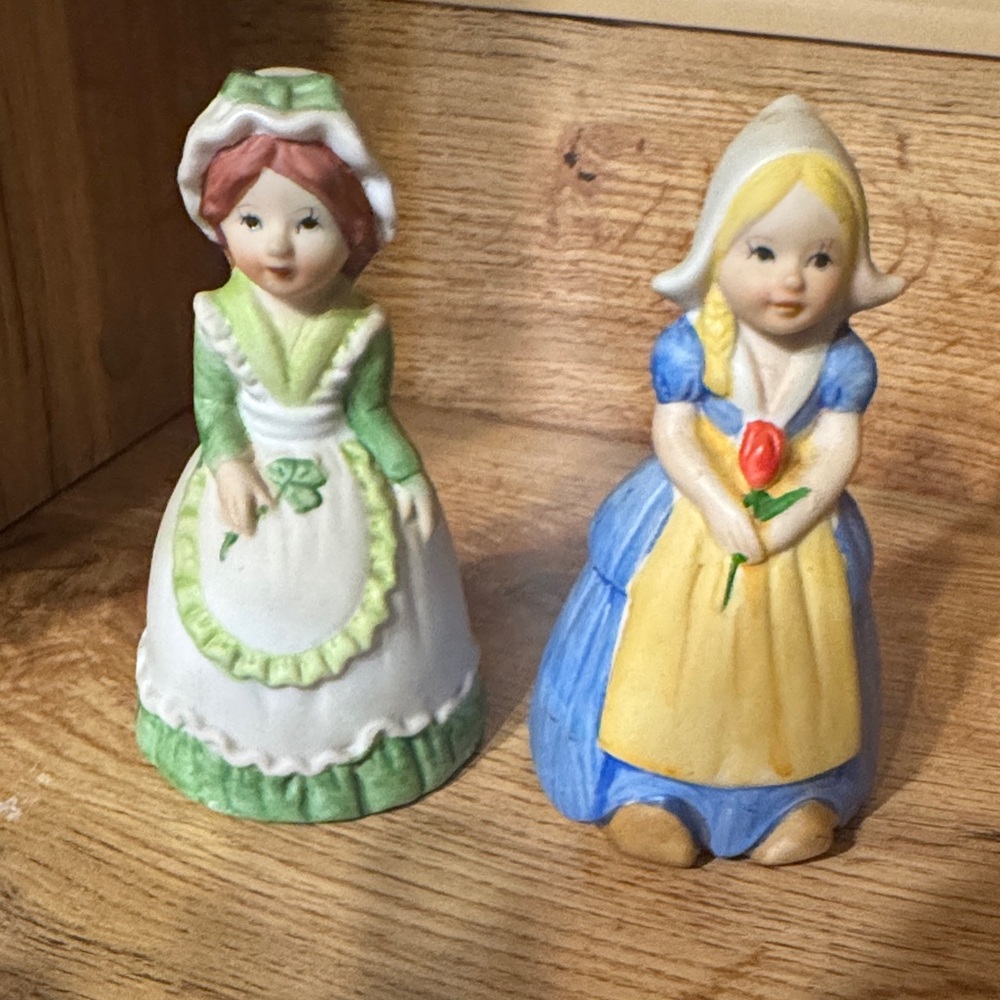 VTG Charming Girl Ceramic Figurine Bells